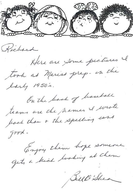  Cover note sent by Bill O'Shea of Liverpool NY when he sent these snapshots 6 December 2007