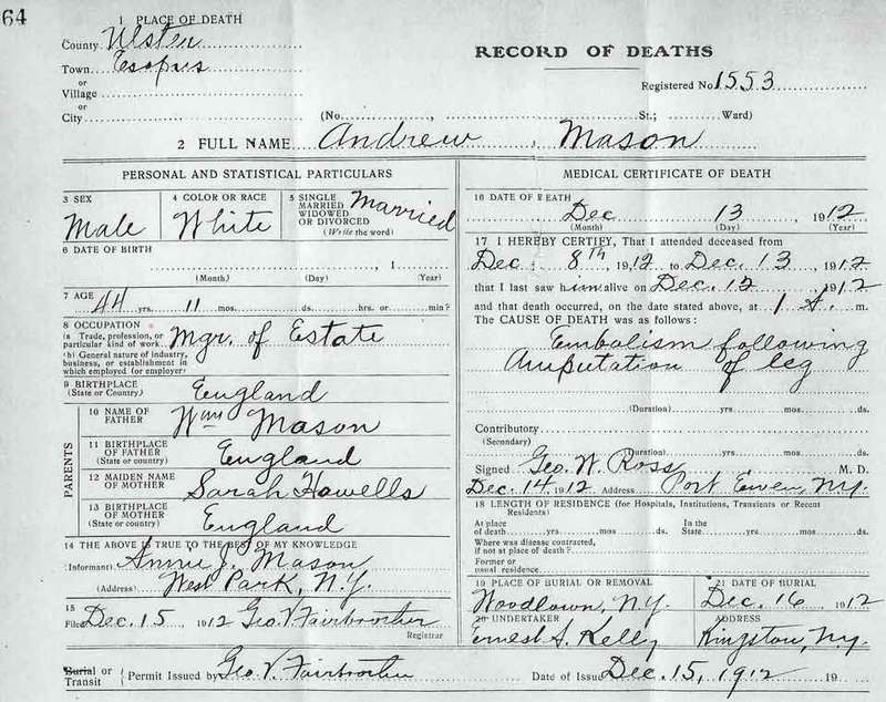 Mason Death Certificate