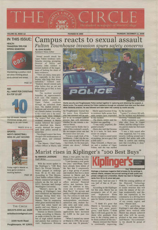 The Student Newspaper of Marist College Archive · The Circle, December 11,  2008.pdf · Marist Archives and Special Collections Exhibits and Collections