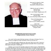 Marist All: Brother Peter Chanel Obituary