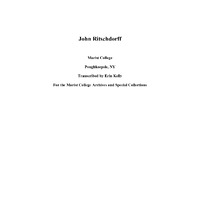 John Ritschdorff Oral History Part 1 Transcript