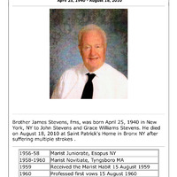 Marist All: Brother James Stevens, f.m.s. Obituary